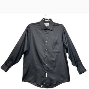 Vintage Enro Dress shirts black Button up long sleeve 100% Combed Cotton size 16